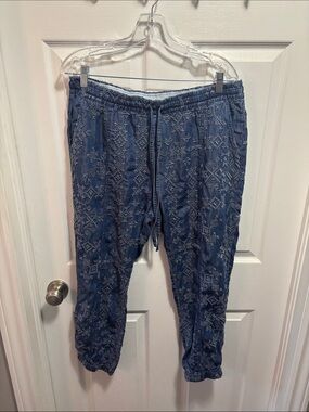 Johnny Was Boho Embroidered Drawstring Jogger Pants